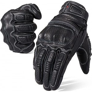 AXBXCX Motorcycle Genuine Leather Gloves Touchscreen Full Finger Gloves for Men